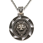Wolf Head Triskelion Pendant Necklace — Zinc Alloy