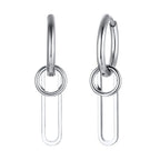 Silver Paperclip Hoop Earrings — Stainless Steel