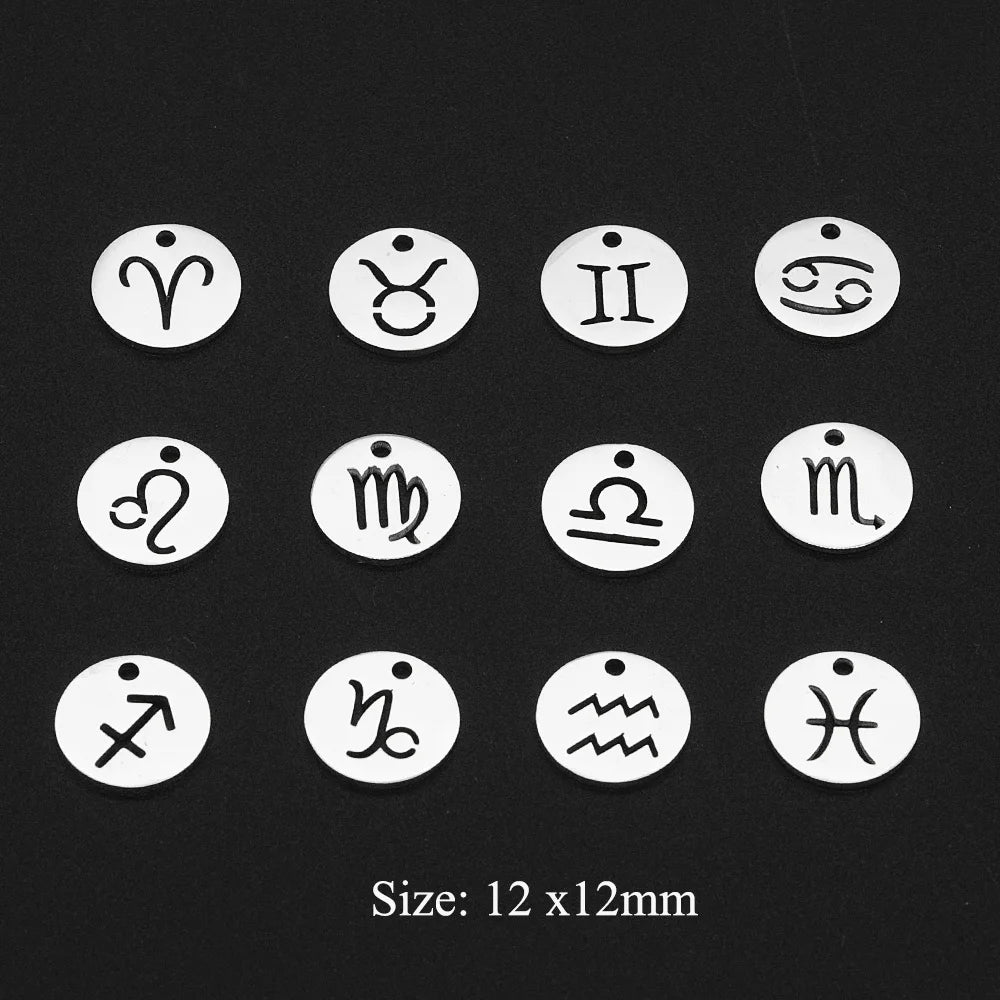 Zodiac Sign Charm Earrings Set — Stainless Steel