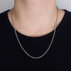 Rolo Chain Necklace 3mm for Men — Silver-Tone, 18 to 28 Inch
