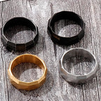 Vintage Stainless Steel Men's Finger-Rings Black Shell Ring For Men Boys Male Mens Jewellery 2022 Items
