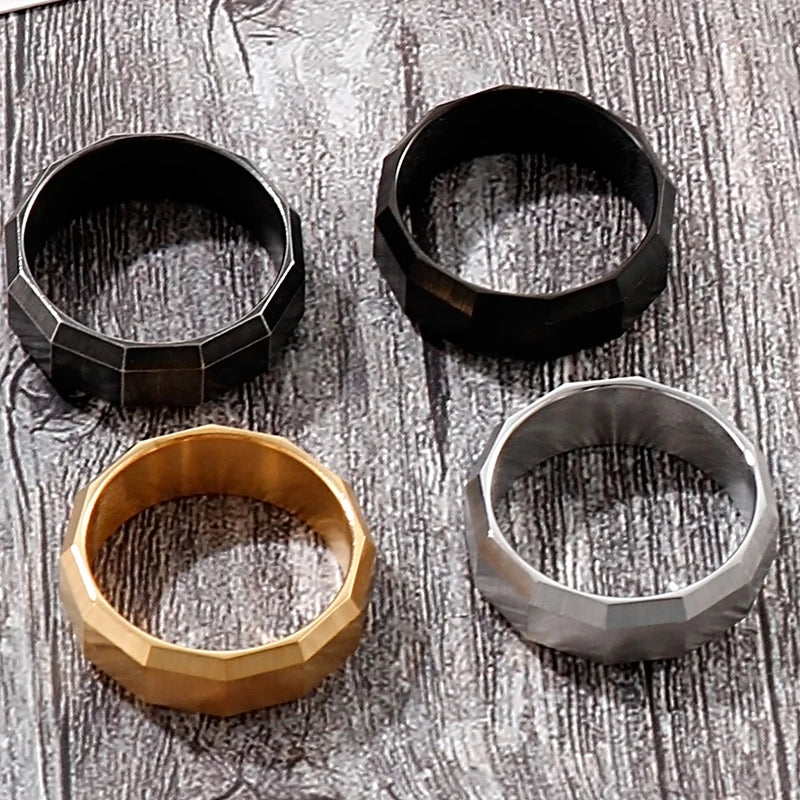 Vintage Stainless Steel Men's Finger-Rings Black Shell Ring For Men Boys Male Mens Jewellery 2022 Items