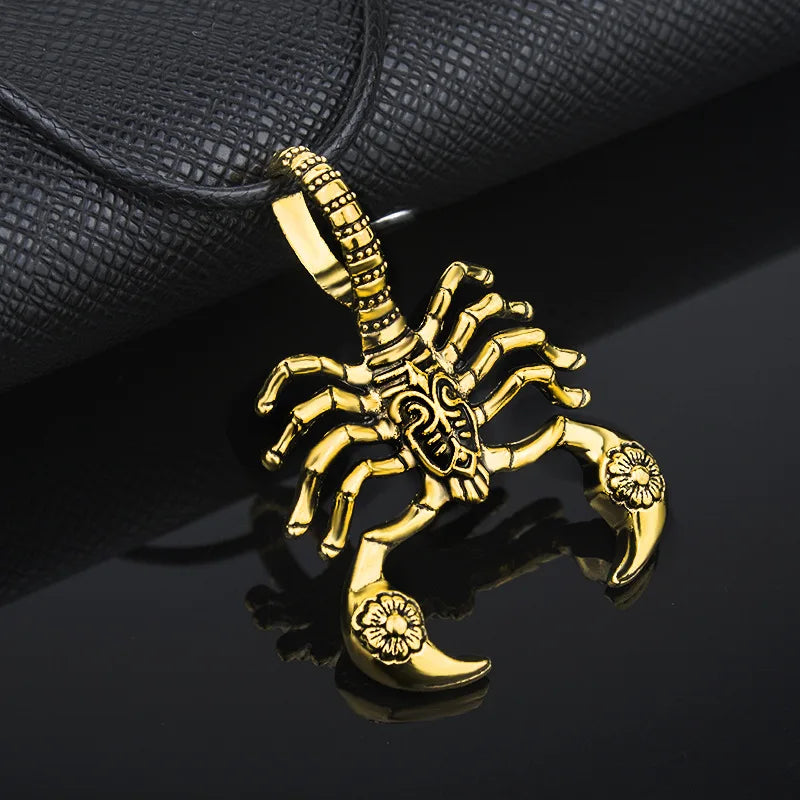 Retro Punk Men Necklace Scorpion King Rope Clavicle Long Chain Charm Pendants Necklace For Men's Gifts Gold/Silver