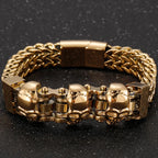Gold Color Stainless Steel Chain Bracelet for Man Punk Gothic Skull Wristband With Magnetic Clasp Animal Head Homme