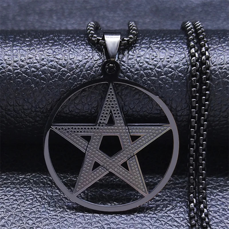 Pentagram Pendant Necklace — Gold Stainless Steel