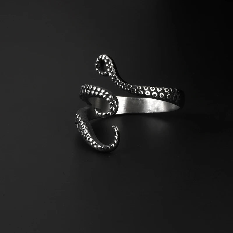 Octopus Tentacle Adjustable Ring — Stainless Steel