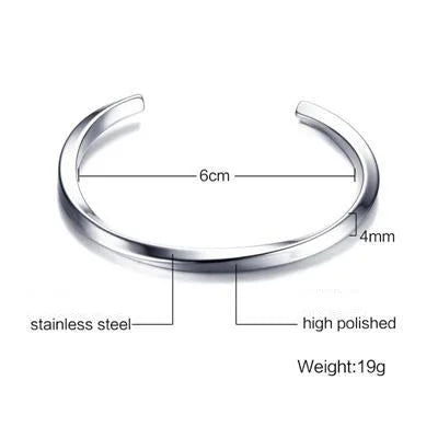 Silver Mobius Cuff Bangle Bracelet — Stainless Steel