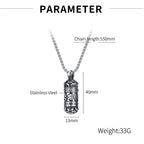 Six-Words Men's Necklace Cylindrical Pendant Vintage Tibetan Buddhism Necklaces Stainless Steel Lucky Amulet Male Retro jewelry