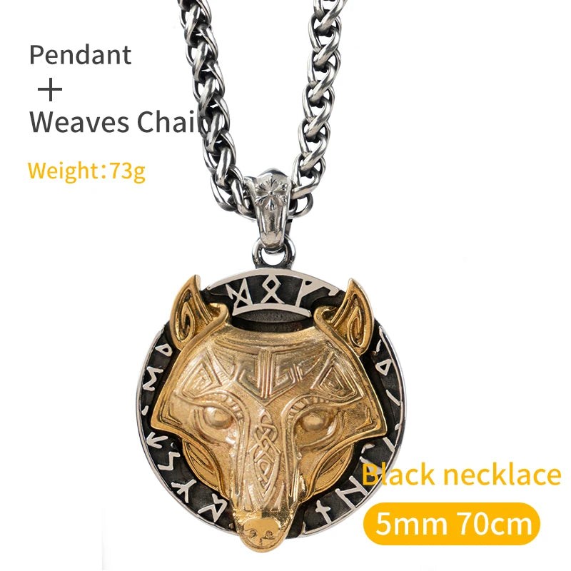 Viking wolf Knot Fenrir  necklace for men  nordic wolf stainless steel pendant