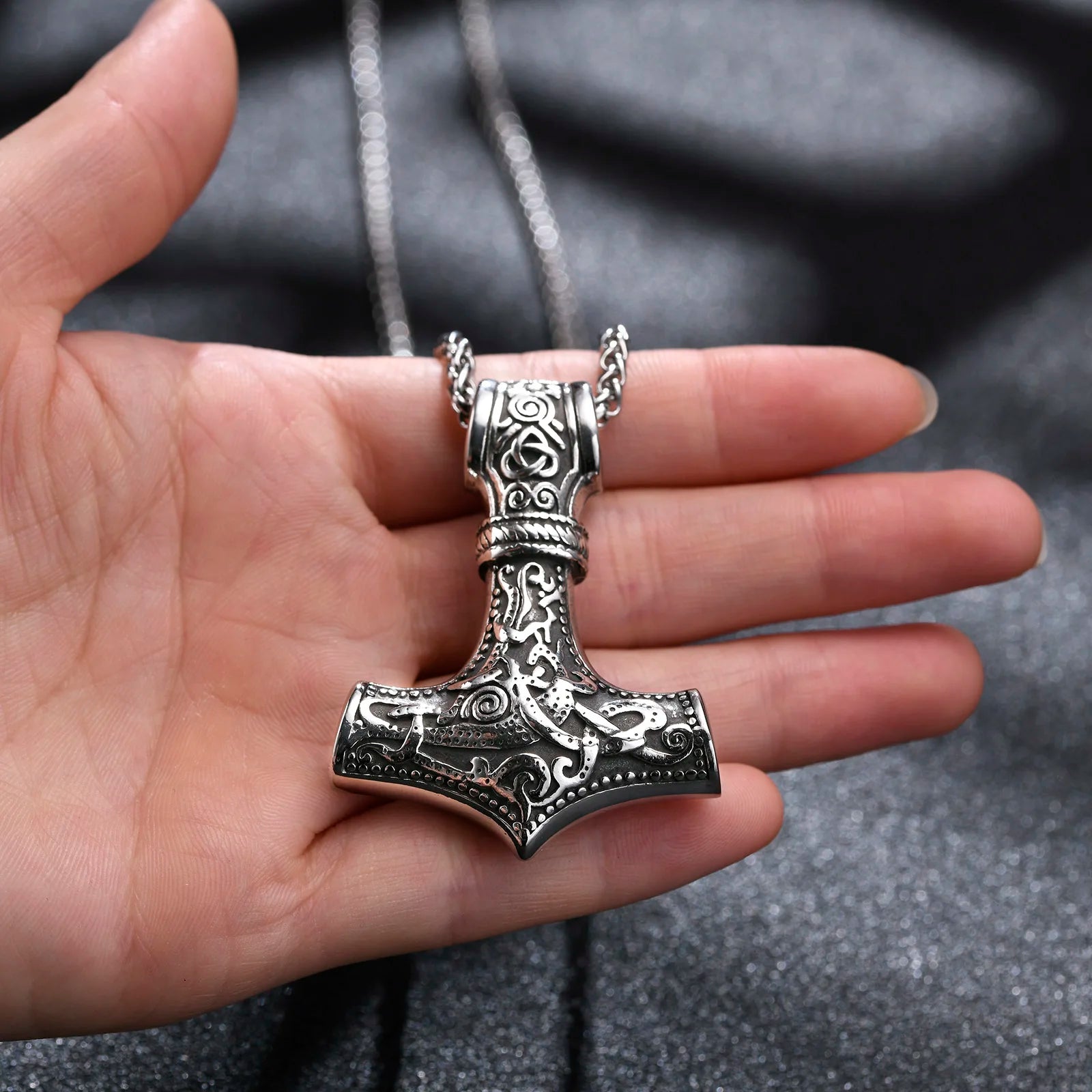 Thor Hammer Pendant — Stainless Steel