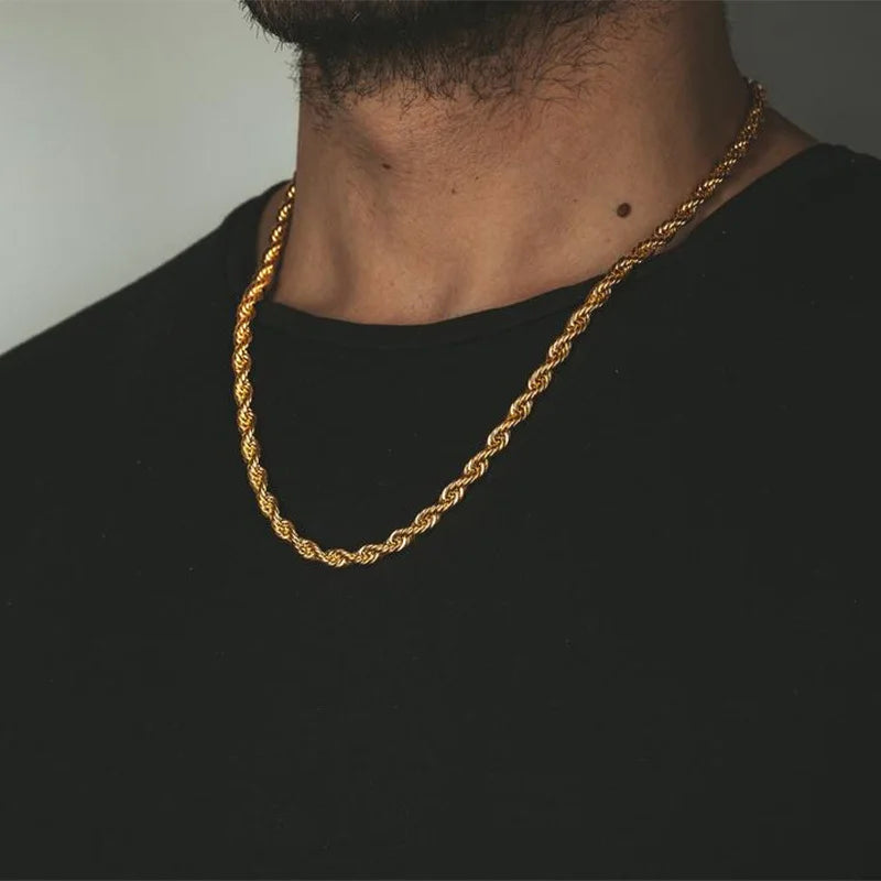 Vnox 2-5mm Rope Chain Necklaces for Men Women, Twisted Sigapore Links Choker, Basic Casual Punk Rock Stainless Steel Male Collar