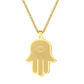 Hamsa Evil Eye Pendant Necklace — Stainless