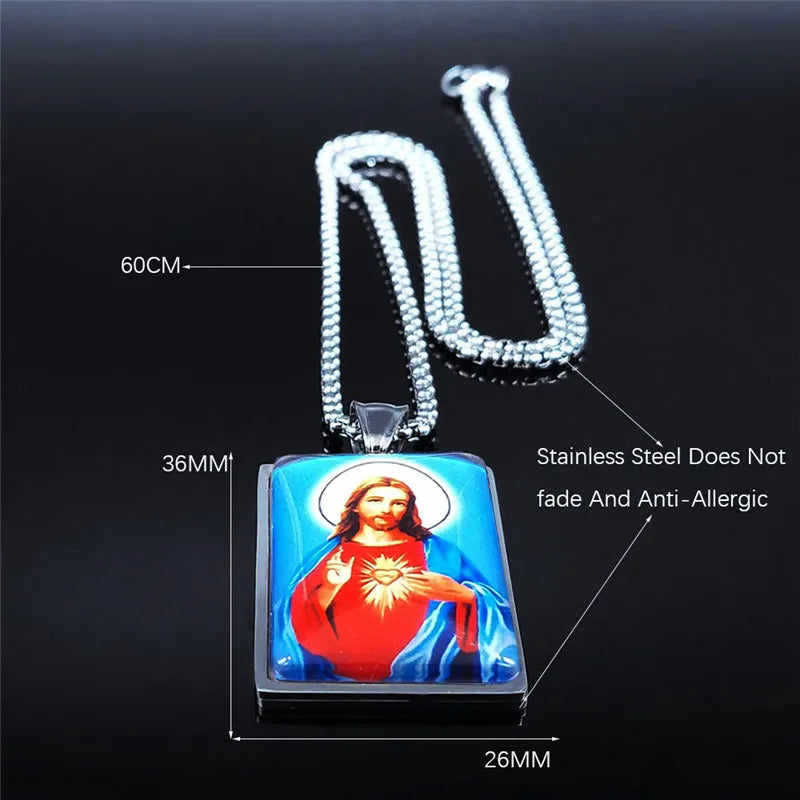Sacred Heart Jesus Pendant — Silver