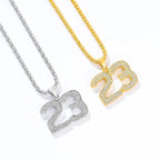 Iced Out Number 23 Cuban Chain Necklace — Gold-Tone