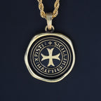Vintage Knights Templar Seal Pendant Necklace — Antique Finish