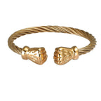 Fist Open Cuff Bangle Elastic Bracelet for Men — Two-Tone