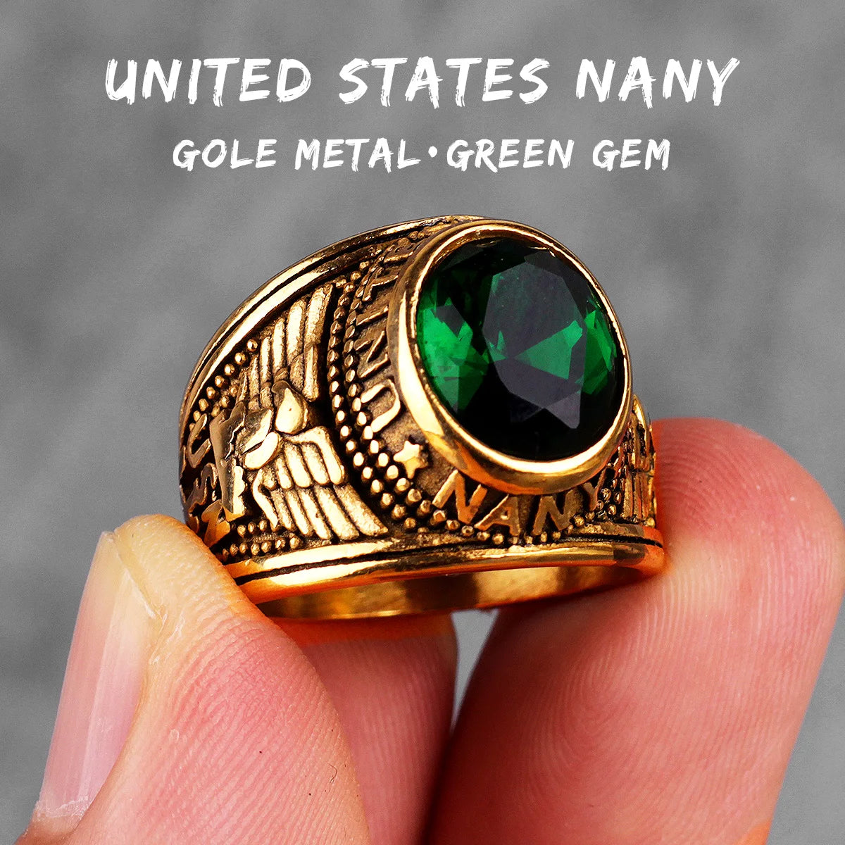 Stainless Steel Men Rings Rhinestone United States Punk Rock Hip Hop For Biker Male Boyfriend Jewelry Creativity Gift Wholesale