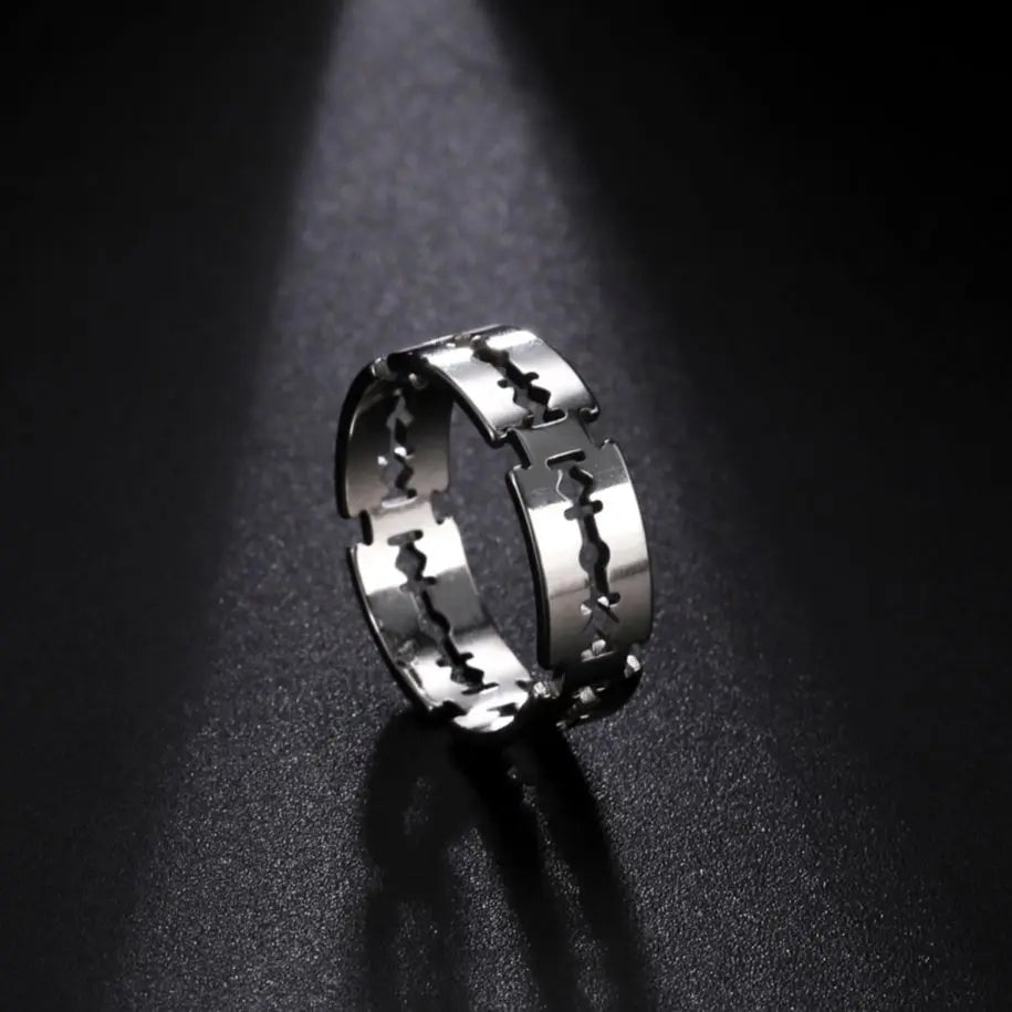 My Shape Punk Razor Blade Ring for Men Women Silver Color Stainless Steel Finger Rings Fashion Hippop Party Jewelry