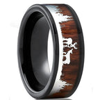 Fashion 8mm Deer Antler Black Titanium Stainles Steel Rings For Men Women Forest Elk Antler Ring Wedding Ring Men Wedding Band