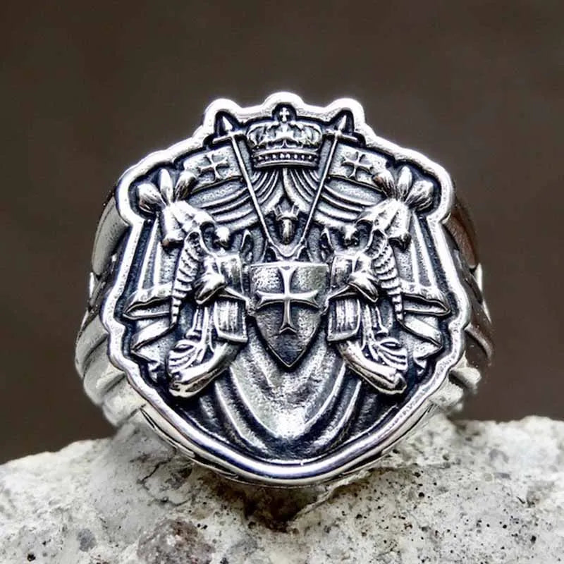 Knights Templar Red Cross Punk Ring — Stainless Steel