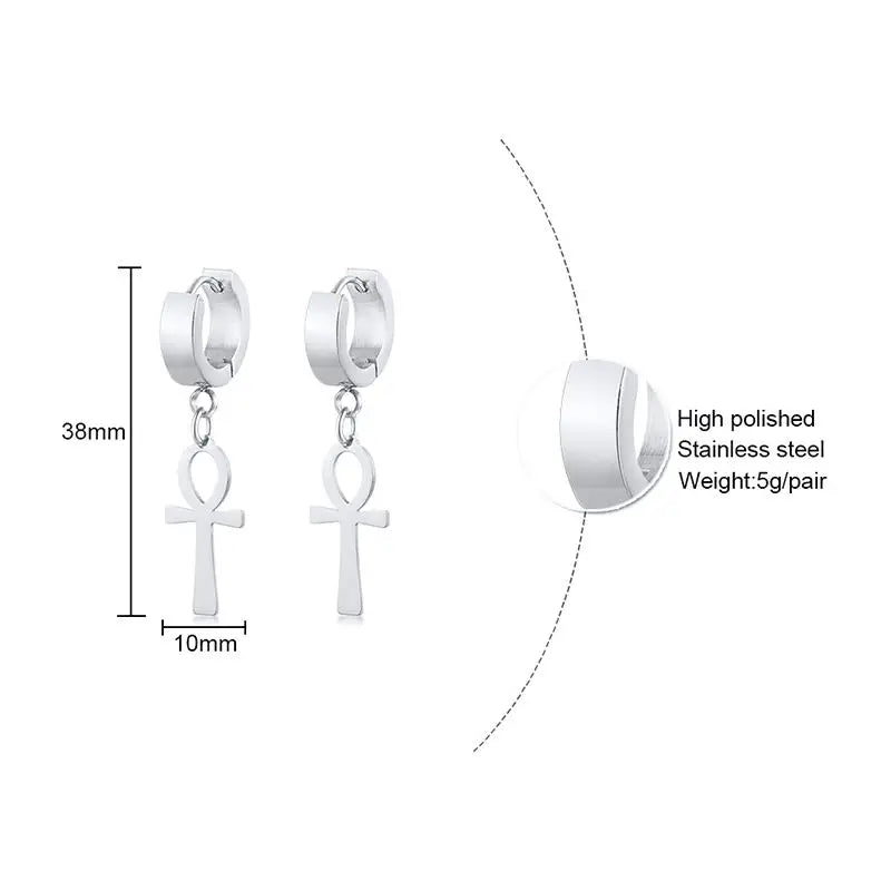 Cross Mini Huggie Hoop Earring — Stainless Steel