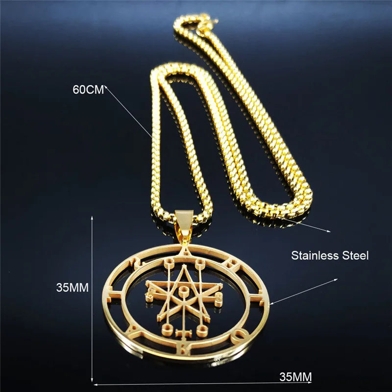 Astaroth Sigil Gold Pendant Necklace — Stainless Steel