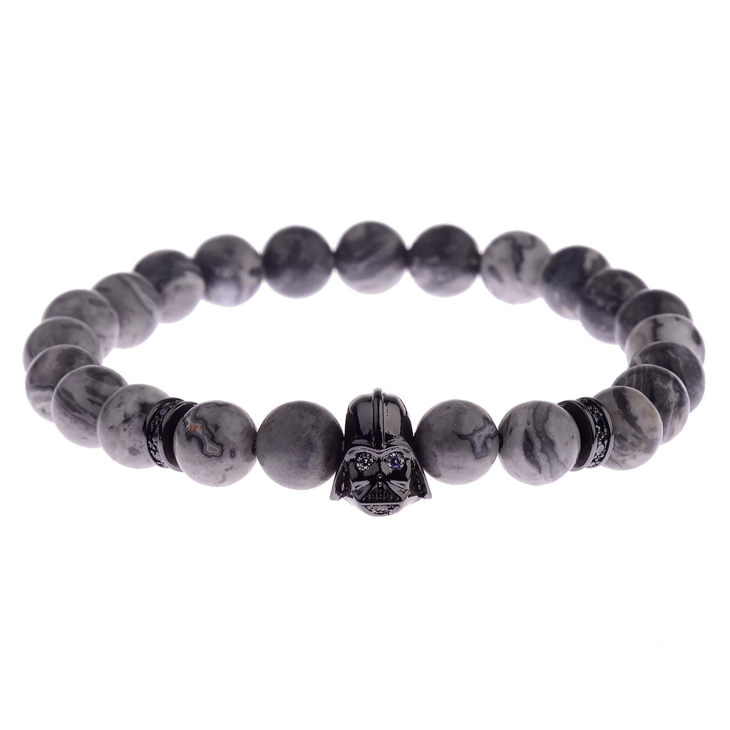 Charm Mens CZ Beaded Bracelets 8mm Bright Black Lava Stone Bracelets Homme Black Matte Bracelets For Women Dropshipping