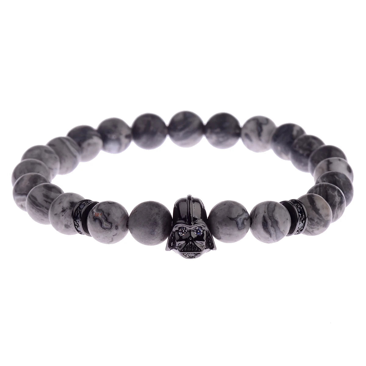 Charm Mens CZ Beaded Bracelets 8mm Bright Black Lava Stone Bracelets Homme Black Matte Bracelets For Women Dropshipping