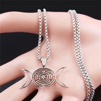 Hekate Wheel Moon Sun Pendant — Stainless