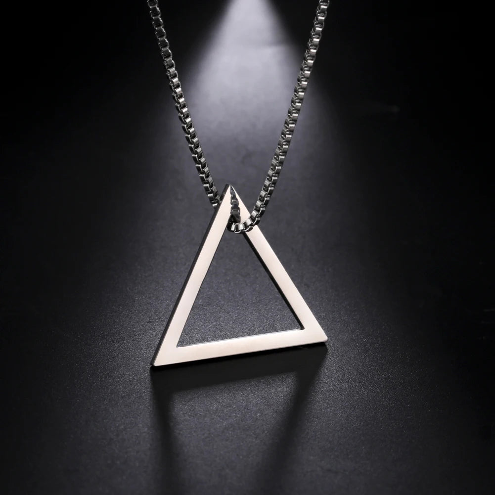 My Shape Punk Triangle Square Stacking Necklaces for Men Stainless Steel Geometric Pendant Necklace Fashion Male Hip Hop Jewelry