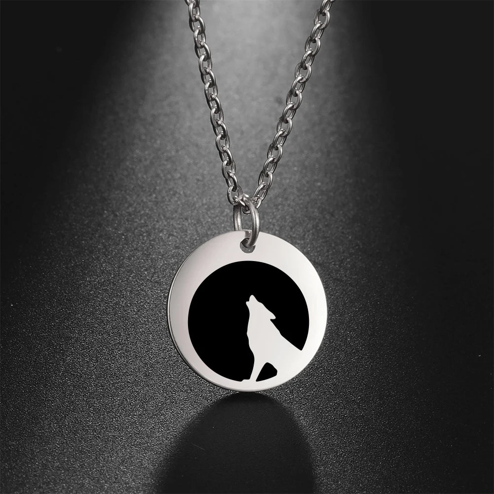 Wolf Moon Pendant Necklace — Silver
