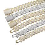 Big Heavy Hip Hop ice Men Boy Jewelry Micro Pave CZ Rose Gold Two Tone Color Rock Punk Ice Out Cuban Chain Necklace 19mm