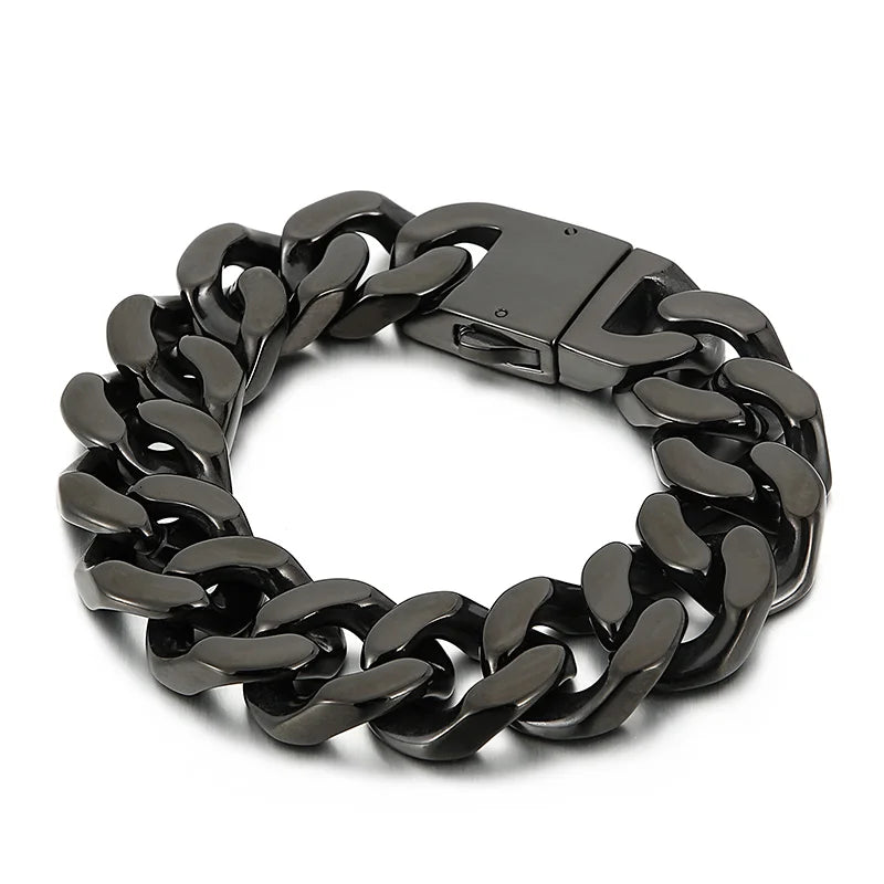 Masculine Brushed Black Stainless Steel Bracelet for Man Men's Bracelets Nickel-Free Hypoallergenic Jewelry Gifts for