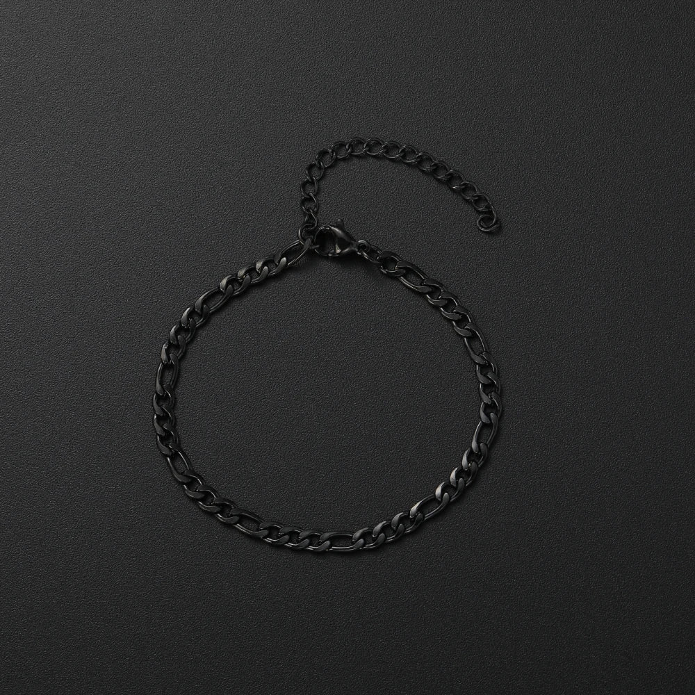 Low Price Width 4MM Stainless Steel Golden Black Chain Bracelet For Men and Women Fashion Gift Jewelry Length 16+5CM