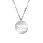 Lemegeton Zodiac Women's Necklace 12 Constellations Stainless Steel Pendant Choke Astrology Aries Leo Ring Jewelry Birthday Gift