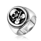 Cool Guitar Skull Ring Gold/Silver Color Stainless Steel Biker Skull Ring Men Punk Rock Signet Ring Jewelry Party Best Gift