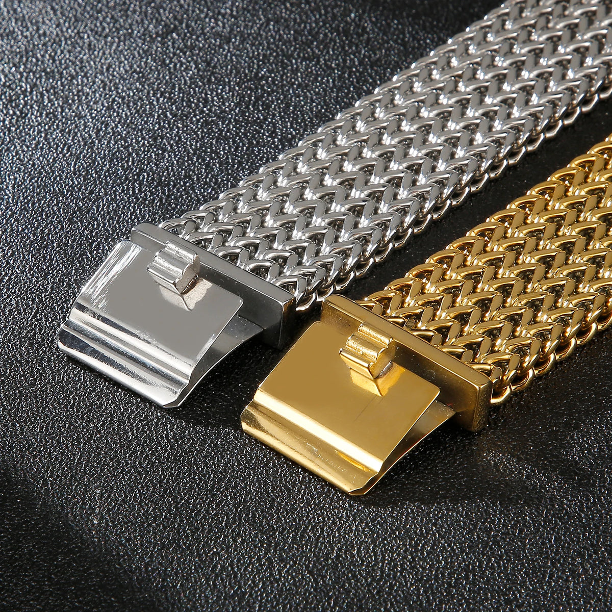12/18/30mm Wide Mesh Chain Stainless Steel Bracelet for Men Shiny Rock Cool Boy Wristband Heavy Metal Jewelry Gift