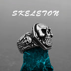 Skeleton Punk Men's Ring Rock Motorcycle Stainless Steel Ring Titanium Steel Casting Creative Gift