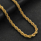 Gold Twisted Rope Chain Choker Necklace 6mm — Stainless Steel