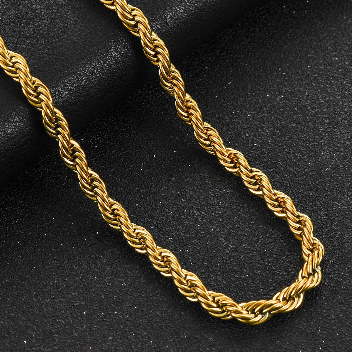 Gold Twisted Rope Chain Choker Necklace 6mm — Stainless Steel