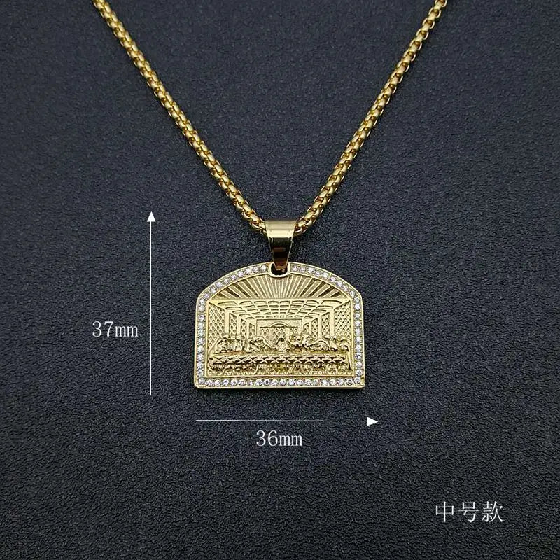 Iced Out The Last Supper Pendant Necklace — Stainless Steel