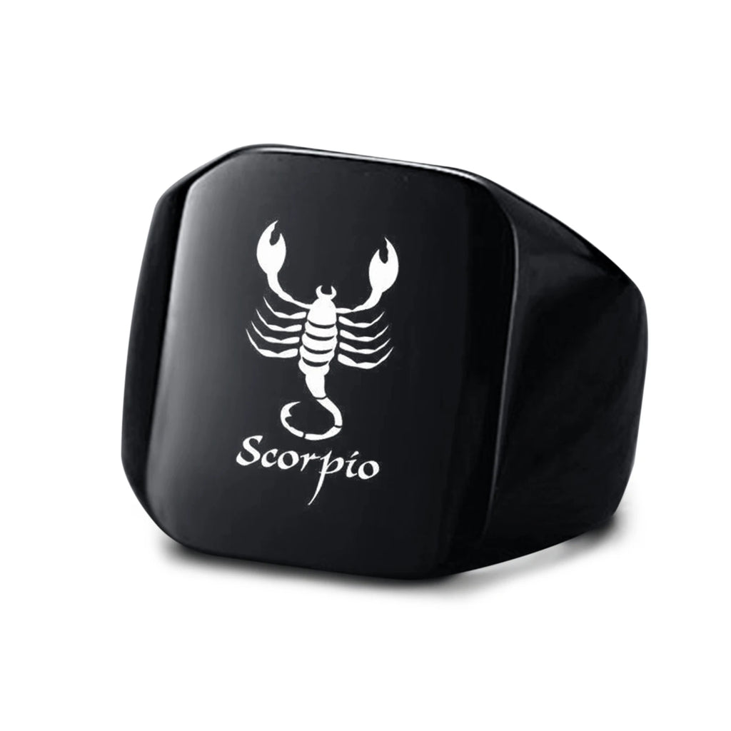 Vnox 18mm Signet Ring For Men Women, The Zodiac 12 Horoscope Constellation Sign Finger Band, Stainless Steel Aries Punk