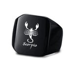 Vnox 18mm Signet Ring For Men Women, The Zodiac 12 Horoscope Constellation Sign Finger Band, Stainless Steel Aries Punk