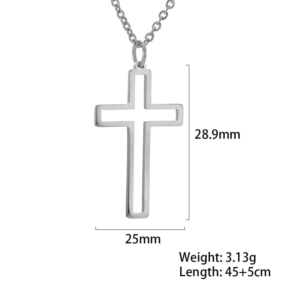 Religious Jesus Cross Pendant Necklace — Stainless Steel Chain