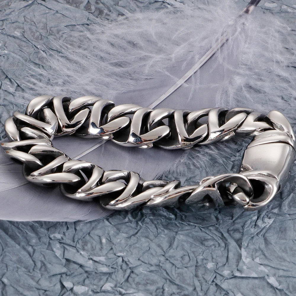 Polished Solid Stainless Steel Man Bracelet Fashion Men's Bracelets Friendship On Hand Jewelry Accessories Gifts