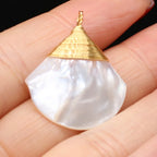 Natural Shell Penant Exquisite Pattern Sector Shape Shells Pendant Charms for Making DIY Women Jewerly Necklace Size