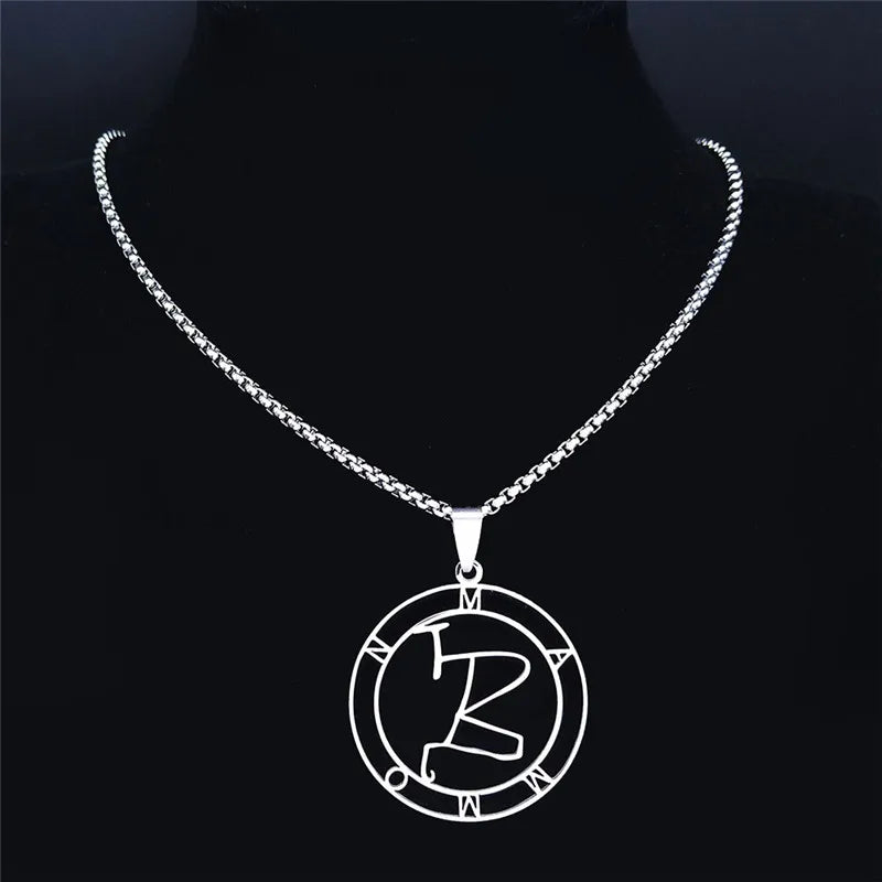Mammon Silver Round Pendant Necklace — Stainless Steel