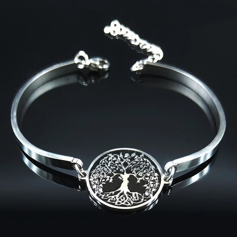 Flower of Life Silver Bracelet — Stainless Steel