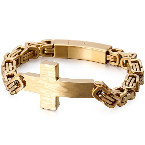 Cross Braslet Men Stainless Steel Armband For Men 7MM Link Chain Mens Bracelets Birthday Gfts For Boyfriend Logo Name