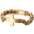Cross Braslet Men Stainless Steel Armband For Men 7MM Link Chain Mens Bracelets Birthday Gfts For Boyfriend Logo Name